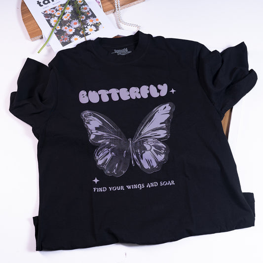 BUTTERFLY PRINTRD OVERSIZED T-SHIRT